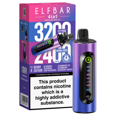 Elfbar 4 in 1 3200 Puffs Rechargeable Battery - Berry Edition